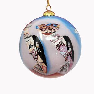 Lawrence Vargas Hand Painted 4in Southwest Christmas Ornament Gift Box Signed